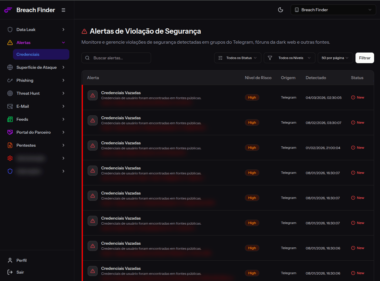BreachFinder — Monitoramento de Credenciais Expostas