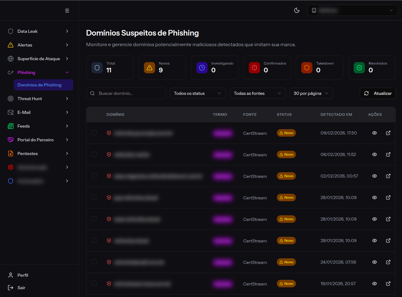 BreachFinder — Proteção de Marca e Phishing